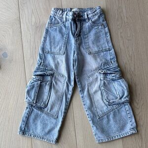 Girls 6 - 116cm Light Wash Cargo Jeans
